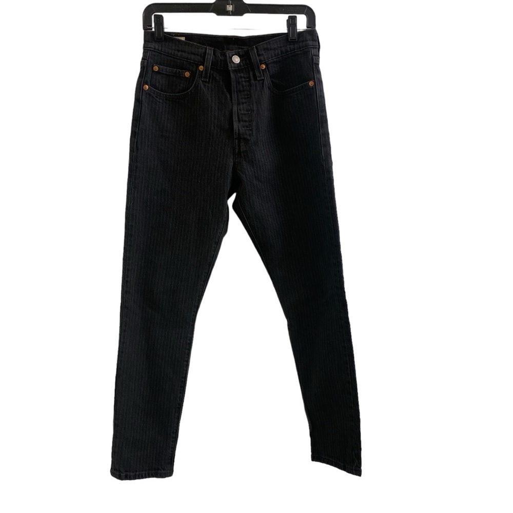 Levi's 501 Premium Black Striped‎ Denim Boot Cut Jeans Sz W27 x L28